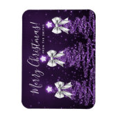 Holiday Purple Christmas Trees Greeting Silver  Magneet (Verticaal)