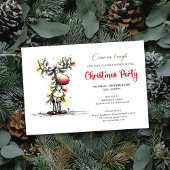 Holiday quirky reindeer Christmas party invite Kaart