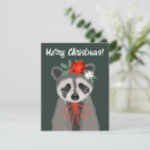 Holiday Raccoon Feestdagenkaart (Staand voorkant)
