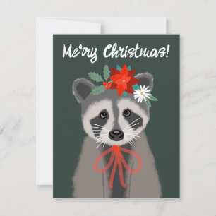 Holiday Raccoon Feestdagenkaart