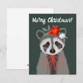 Holiday Raccoon Feestdagenkaart (Voorkant / Achterkant)