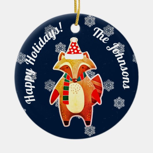 Holiday Raccoon Keramisch Ornament (Voorkant)