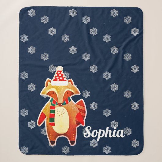 Holiday Raccoon Sherpa Deken (Voorkant)
