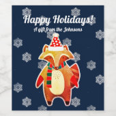 Holiday Raccoon Wijn Etiket (Enkel label)