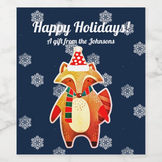 Holiday Raccoon Wijn Etiket (Enkel label)