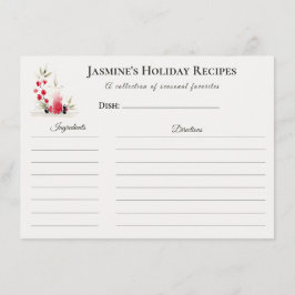 Holiday Recipe Card – Personalized Winter Floral D Aankondiging