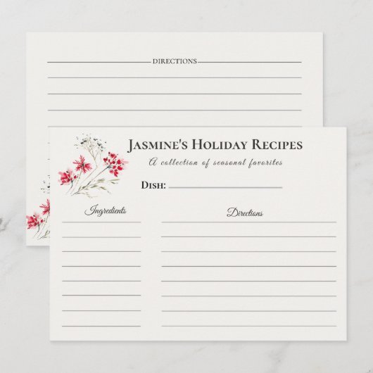 Holiday Recipe Card – Seasonal Kitchen Stationery Aankondiging (Voorkant / Achterkant)