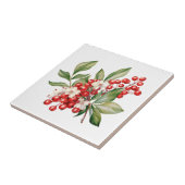 Holiday Red Berries Floral Ceramic Tile Tegeltje (Zijkant)