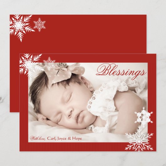 Holiday Red Border-fotokaart Feestdagenkaart (Voorkant / Achterkant)