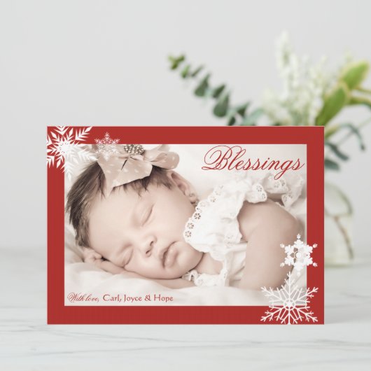 Holiday Red Border-fotokaart Feestdagenkaart (Staand voorkant)