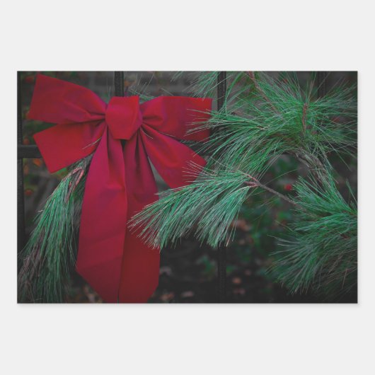Holiday Red Bow Inpakpapier Vel (Voorkant)