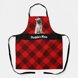 Holiday Red Buffalo Plaid Pug Santa Dog Christmas Schort