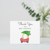 Holiday Red Car Baby shower Dank u Briefkaart (Staand voorkant)