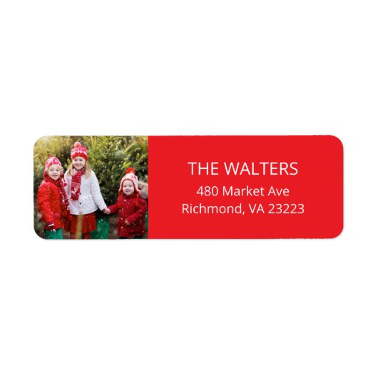 Holiday Red Custom Photo Return Address Labels (Voorkant)