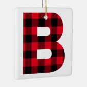 Holiday Red en Black Buffalo Pset Monogram B Keramisch Ornament (Rechts)
