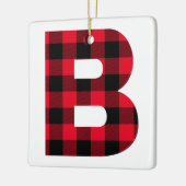 Holiday Red en Black Buffalo Pset Monogram B Keramisch Ornament (Links)