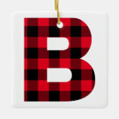 Holiday Red en Black Buffalo Pset Monogram B Keramisch Ornament (Voorkant)
