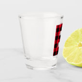 Holiday Red en Black Buffalo Pset Monogram B Shot Glas (Links)