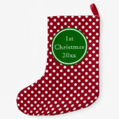 Holiday Red en Green Polka Dot Monogram Kleine Kerstsok (Achterkant)