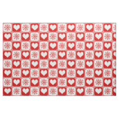 Holiday Red en White Snowflake Hearts Gingham Stof (Fat Quarter)