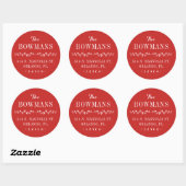 Holiday Red Familienaam Retouradres Ronde Sticker (Vel)