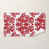 Holiday Red Floral Damask op White Towel Set Bad Handdoek (Handdoek)