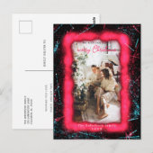 Holiday Red Glitter Framed Photo Merry Kerstry Briefkaart (Voorkant / Achterkant)