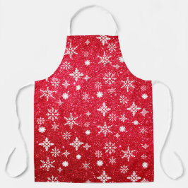 Holiday Red Glitter Snowflake Patroon Kerstmis Schort
