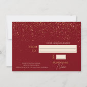 Holiday Red Gold Glitter Cadeaubon (Achterkant)