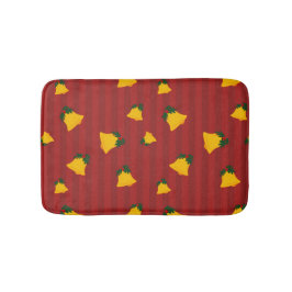 Holiday Red Gold Stripe Bells Christmas Badmat