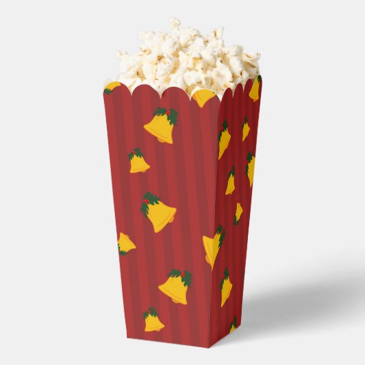 Holiday Red Gold Stripe Bells Christmas Bedankdoosjes (Popped)