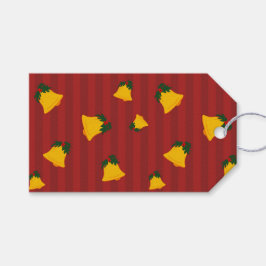 Holiday Red Gold Stripe Bells Christmas Cadeaulabel