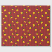 Holiday Red Gold Stripe Bells Christmas Cadeaupapier (Vlak)