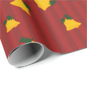 Holiday Red Gold Stripe Bells Christmas Cadeaupapier (Rol Hoek)