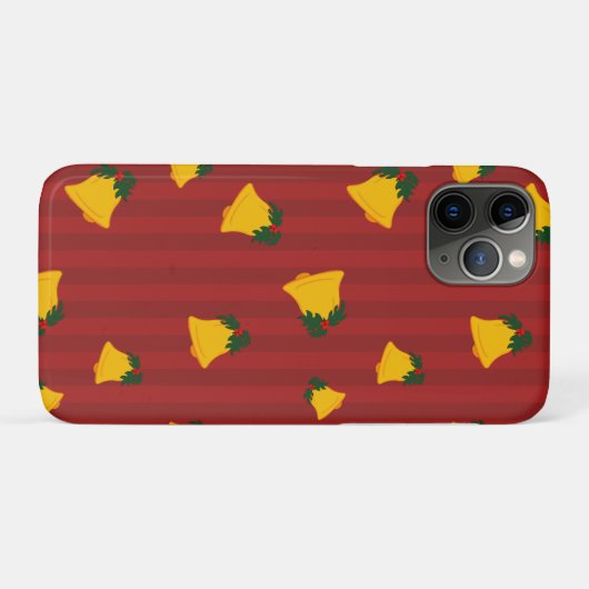 Holiday Red Gold Stripe Bells Christmas Case-Mate iPhone Case (Achterkant (horizontaal))