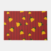 Holiday Red Gold Stripe Bells Christmas Deurmat (Voorkant)