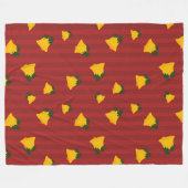 Holiday Red Gold Stripe Bells Christmas Fleece Deken (Voorkant (Horizontaal))