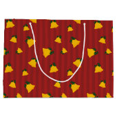 Holiday Red Gold Stripe Bells Christmas Groot Cadeauzakje (Achterkant)