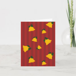 Holiday Red Gold Stripe Bells Christmas Kaart