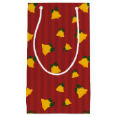 Holiday Red Gold Stripe Bells Christmas Klein Cadeauzakje (Voorkant)