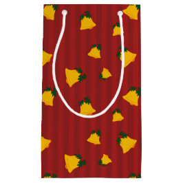 Holiday Red Gold Stripe Bells Christmas Klein Cadeauzakje