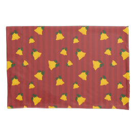Holiday Red Gold Stripe Bells Christmas Kussensloop