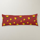 Holiday Red Gold Stripe Bells Christmas Lichaamskussen (Achterkant)