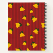 Holiday Red Gold Stripe Bells Christmas Notitieboek (Achterkant)
