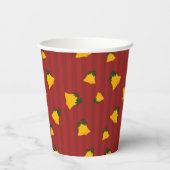 Holiday Red Gold Stripe Bells Christmas Papieren Bekers (Achterkant)