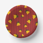 Holiday Red Gold Stripe Bells Christmas Papieren Kommen (Voorkant)