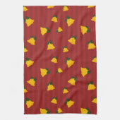 Holiday Red Gold Stripe Bells Christmas Theedoek (Verticaal)