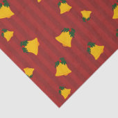 Holiday Red Gold Stripe Bells Christmas Tissuepapier (Detail)