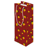 Holiday Red Gold Stripe Bells Christmas Wijn Cadeautas (Achterkant Gekanteld)
