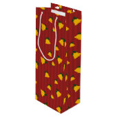Holiday Red Gold Stripe Bells Christmas Wijn Cadeautas (Voorkant Gekanteld)
